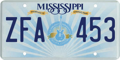 MS license plate ZFA453