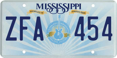 MS license plate ZFA454