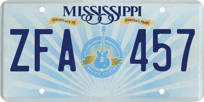 MS license plate ZFA457