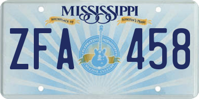 MS license plate ZFA458