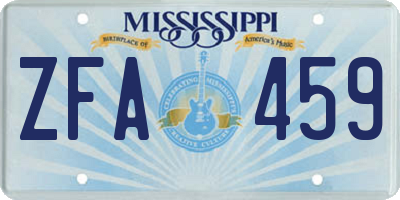 MS license plate ZFA459