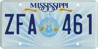 MS license plate ZFA461