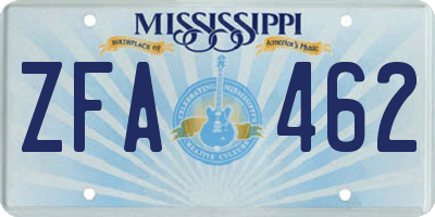 MS license plate ZFA462