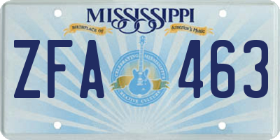MS license plate ZFA463
