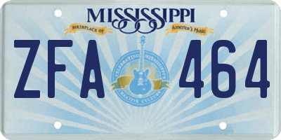 MS license plate ZFA464