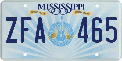 MS license plate ZFA465