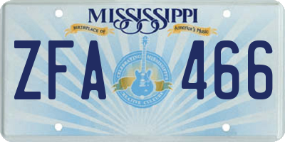 MS license plate ZFA466