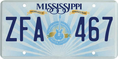 MS license plate ZFA467