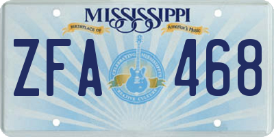 MS license plate ZFA468