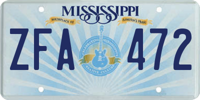 MS license plate ZFA472