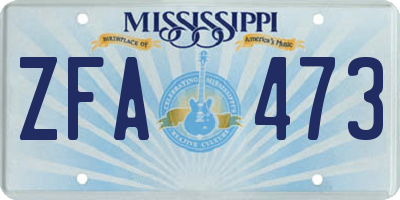 MS license plate ZFA473