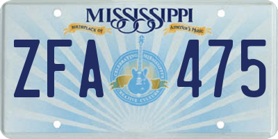 MS license plate ZFA475