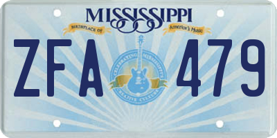 MS license plate ZFA479