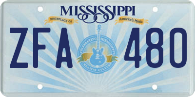 MS license plate ZFA480