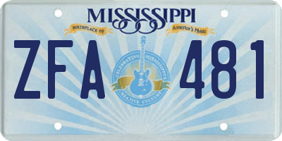 MS license plate ZFA481