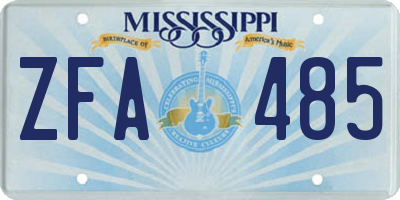 MS license plate ZFA485