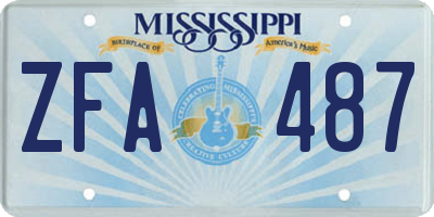 MS license plate ZFA487