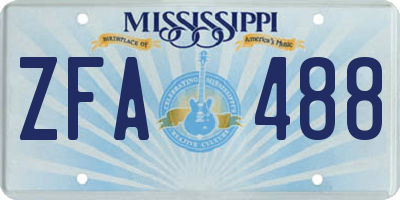 MS license plate ZFA488
