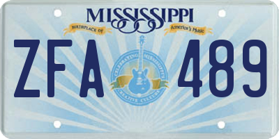 MS license plate ZFA489