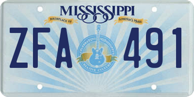 MS license plate ZFA491