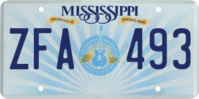 MS license plate ZFA493