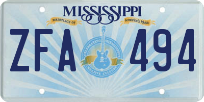 MS license plate ZFA494