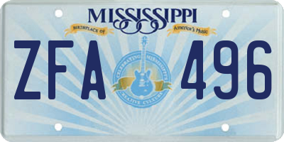 MS license plate ZFA496