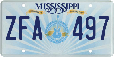 MS license plate ZFA497