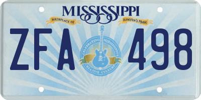 MS license plate ZFA498