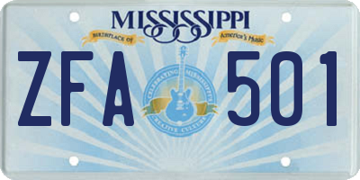 MS license plate ZFA501
