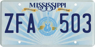 MS license plate ZFA503
