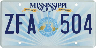 MS license plate ZFA504