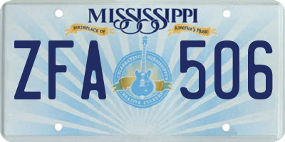 MS license plate ZFA506