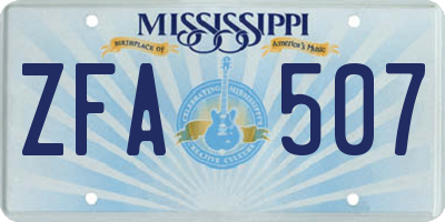 MS license plate ZFA507