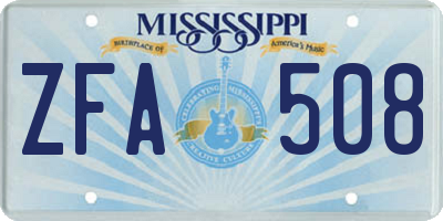 MS license plate ZFA508