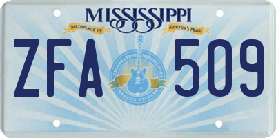 MS license plate ZFA509