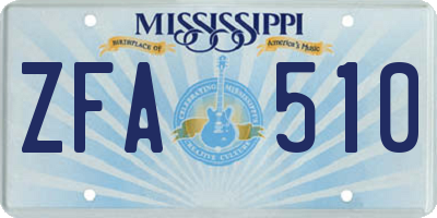 MS license plate ZFA510