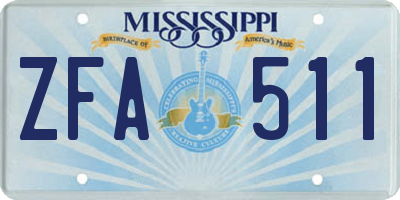 MS license plate ZFA511