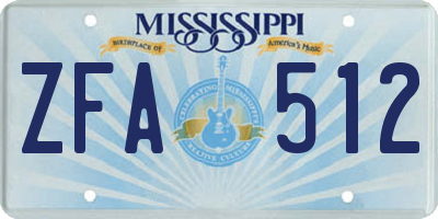 MS license plate ZFA512