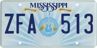 MS license plate ZFA513