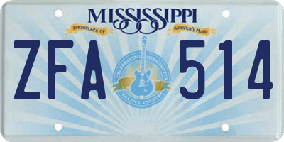 MS license plate ZFA514
