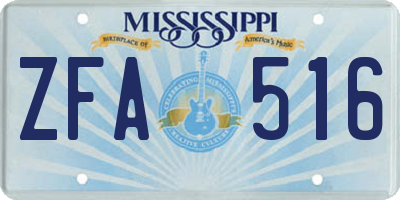 MS license plate ZFA516