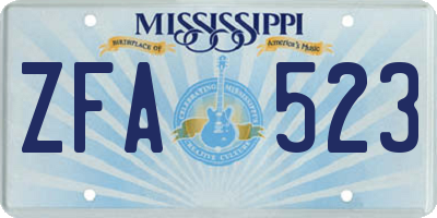 MS license plate ZFA523