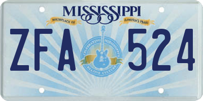 MS license plate ZFA524