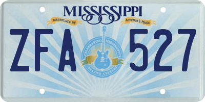 MS license plate ZFA527
