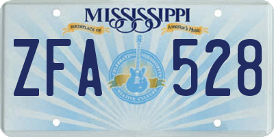 MS license plate ZFA528