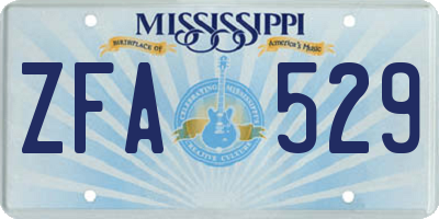 MS license plate ZFA529