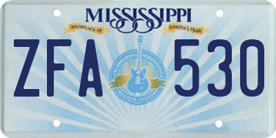 MS license plate ZFA530