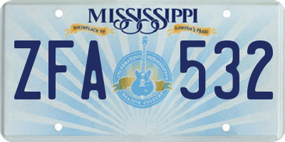 MS license plate ZFA532