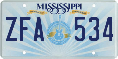 MS license plate ZFA534